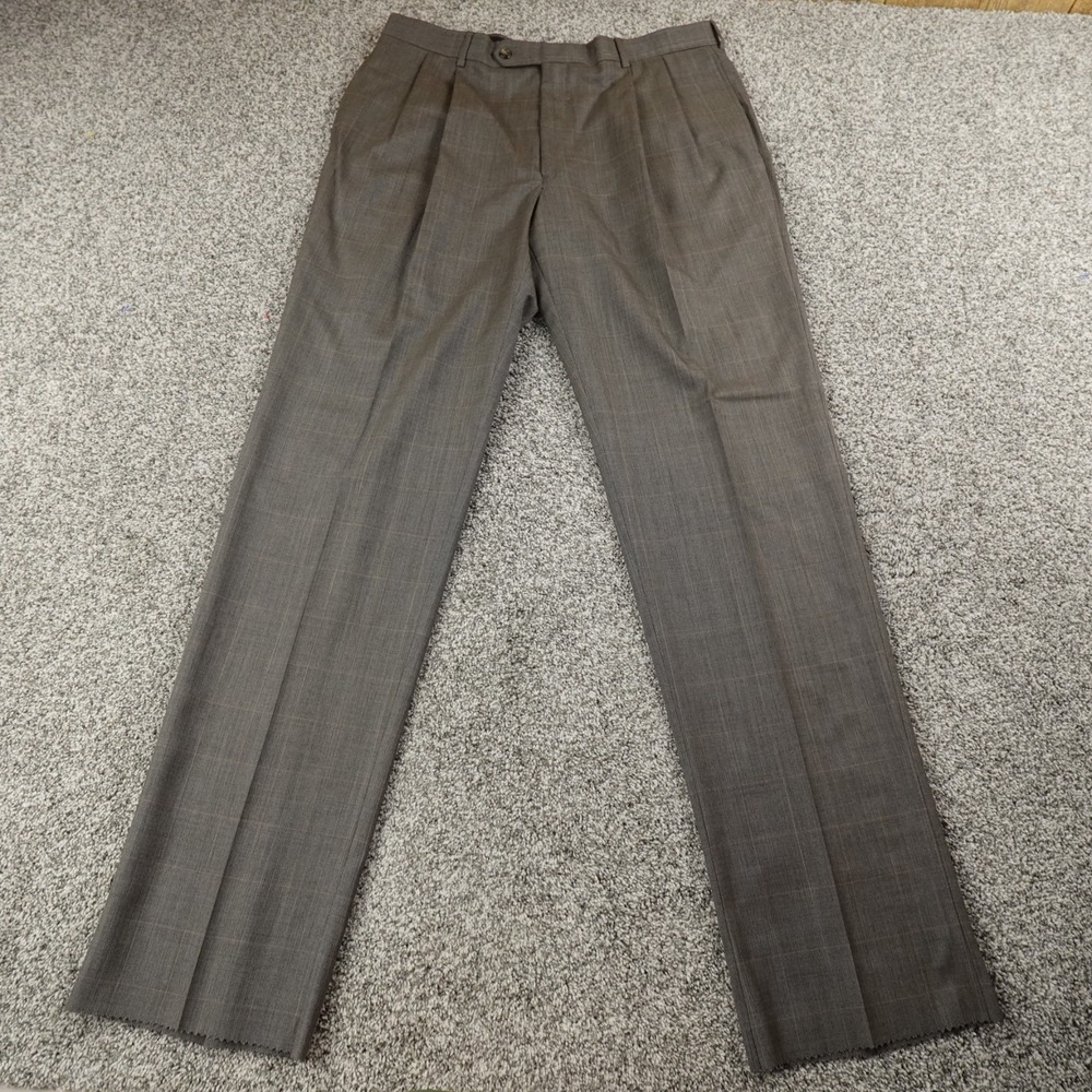 NEW Jos A Bank Pants Mens‎ 37R Gray Wool Trousers Dress Slacks Pleated Career - Picture 2 of 13